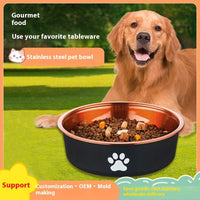 HKM-0436925 Stainless Steel Non-Slip Pet Bowl in Bronze and Gold ¨C Available in Small, Medium, and Large Sizes
