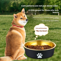 HKM-0436925 Stainless Steel Non-Slip Pet Bowl in Bronze and Gold ¨C Available in Small, Medium, and Large Sizes