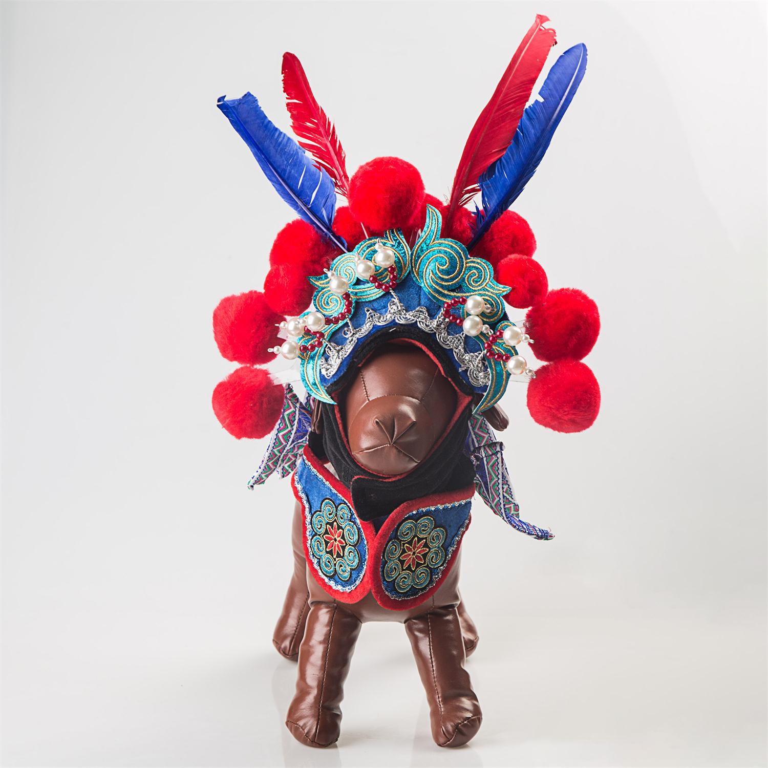 HKM-0437309 Cute Red Martial Arts Character Pet Dress ¨C Transformation Costume for Small and Large Pets