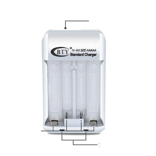 HKM-043795 Dual Slot Battery Charger for 1.2V Rechargeable Batteries, 100V-240V Input, Compact Design