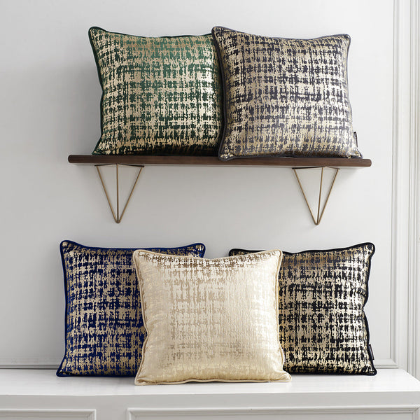 HKM-044051 Shimmering Gold Velvet Cushion Cover, 45x45cm, Thick and Soft for Home Decor
