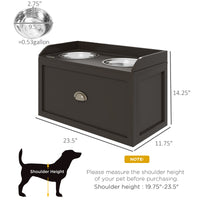 HKM-0442685 Elevated Dog Feeding Station with Storage & Stainless Steel Bowls for Large Dogs - Coffee Finish