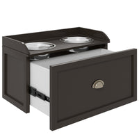 HKM-0442685 Elevated Dog Feeding Station with Storage & Stainless Steel Bowls for Large Dogs - Coffee Finish