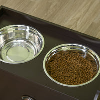 HKM-0442685 Elevated Dog Feeding Station with Storage & Stainless Steel Bowls for Large Dogs - Coffee Finish