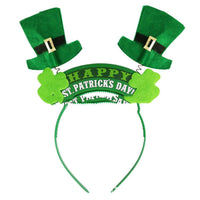 HKM-044499 Irish Shamrock Foam Headband with Sequin Bow – Green Non-Woven Fabric Design