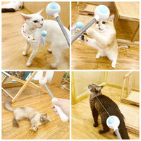 HKM-0445757 Retractable Cat Teaser Wand with Replaceable Feather and Tassel Heads for Indoor Play