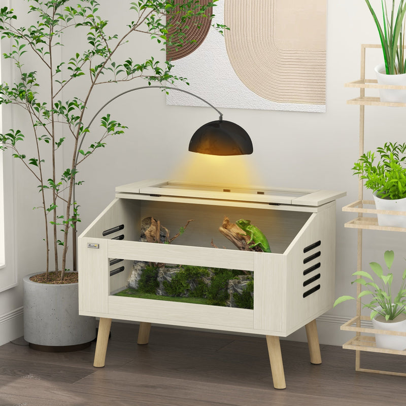 HKM-0446141 30 Gallon Reptile Tank with Openable Top, Air Vents, and Tempered Glass for Lizards, Frogs, and Small Pets
