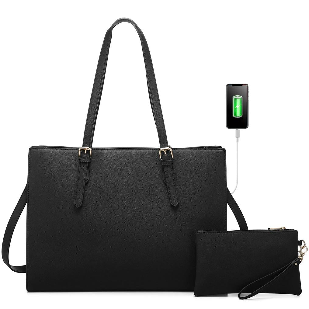 HKM-044627 Business Briefcase & Computer Purse Set for Women - Stylish Laptop Tote and Shoulder Bag for Office and School
