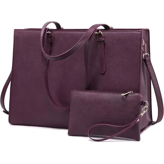HKM-044627 Business Briefcase & Computer Purse Set for Women - Stylish Laptop Tote and Shoulder Bag for Office and School