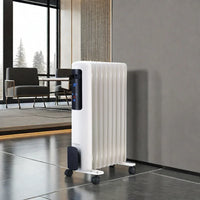 HKM-044691 1500/2000W Portable Oil-Filled Electric Radiator Heater with Adjustable Thermostat and Overheat Protection for Home Use