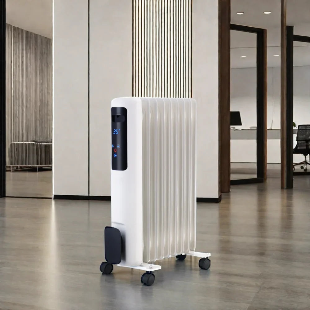 HKM-044691 1500/2000W Portable Oil-Filled Electric Radiator Heater with Adjustable Thermostat and Overheat Protection for Home Use