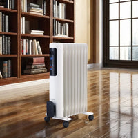HKM-044691 1500/2000W Portable Oil-Filled Electric Radiator Heater with Adjustable Thermostat and Overheat Protection for Home Use