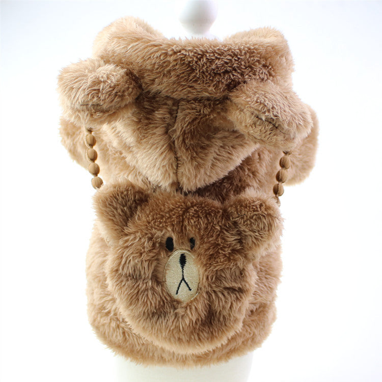 HKM-0447037 Plush Embroidered Two-Legged Sweater for Dogs - Double-Sided Arctic Velvet, Available in Various Colors