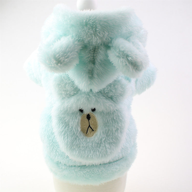 HKM-0447037 Plush Embroidered Two-Legged Sweater for Dogs - Double-Sided Arctic Velvet, Available in Various Colors