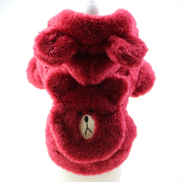 HKM-0447037 Plush Embroidered Two-Legged Sweater for Dogs - Double-Sided Arctic Velvet, Available in Various Colors