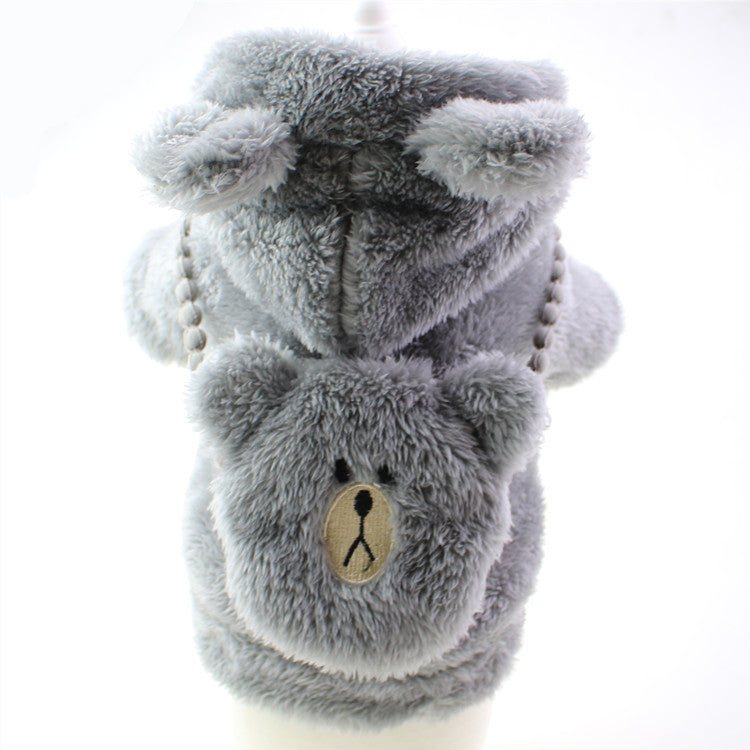 HKM-0447037 Plush Embroidered Two-Legged Sweater for Dogs - Double-Sided Arctic Velvet, Available in Various Colors