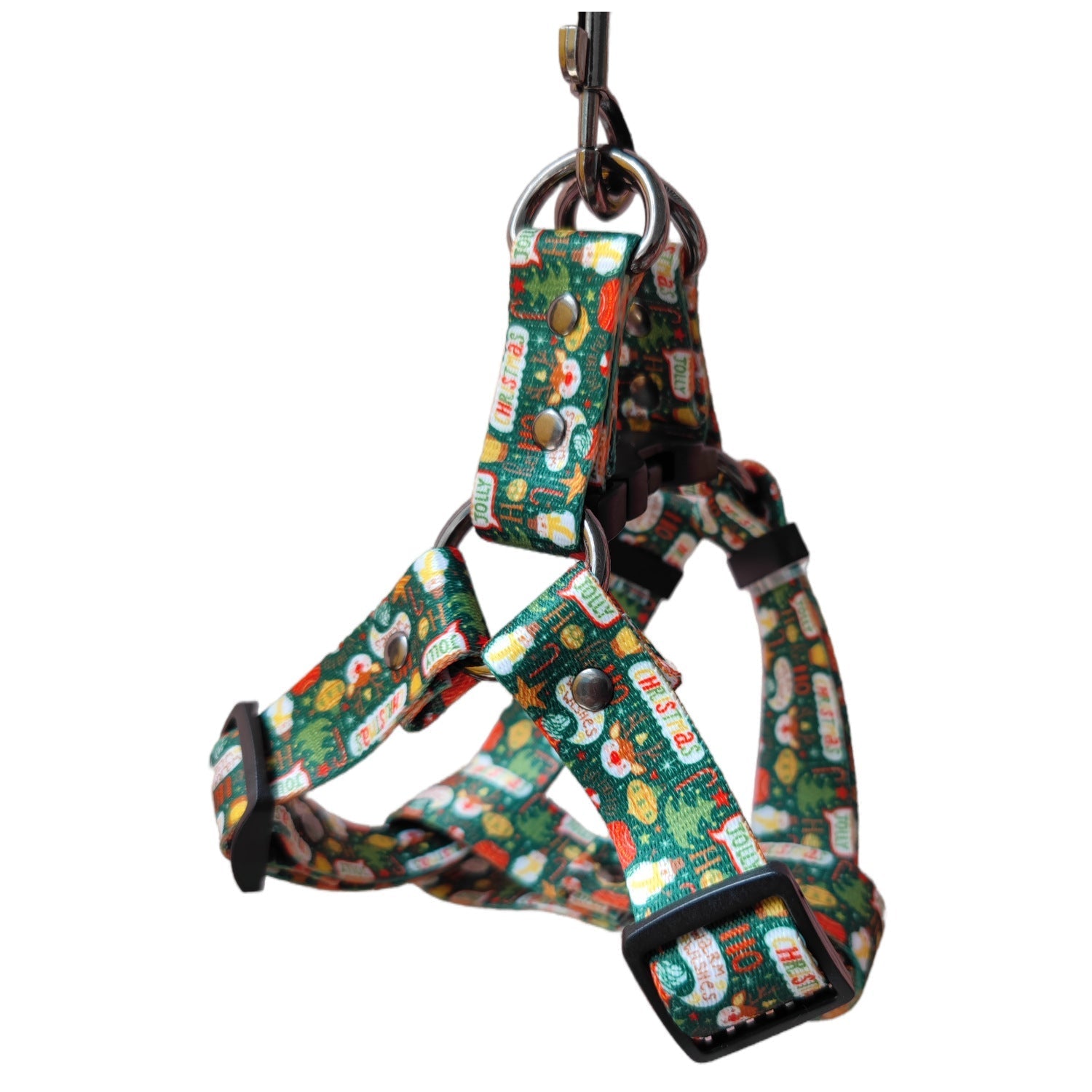 HKM-0447549 Christmas Themed Dog Leash and Harness Set in Red and Green