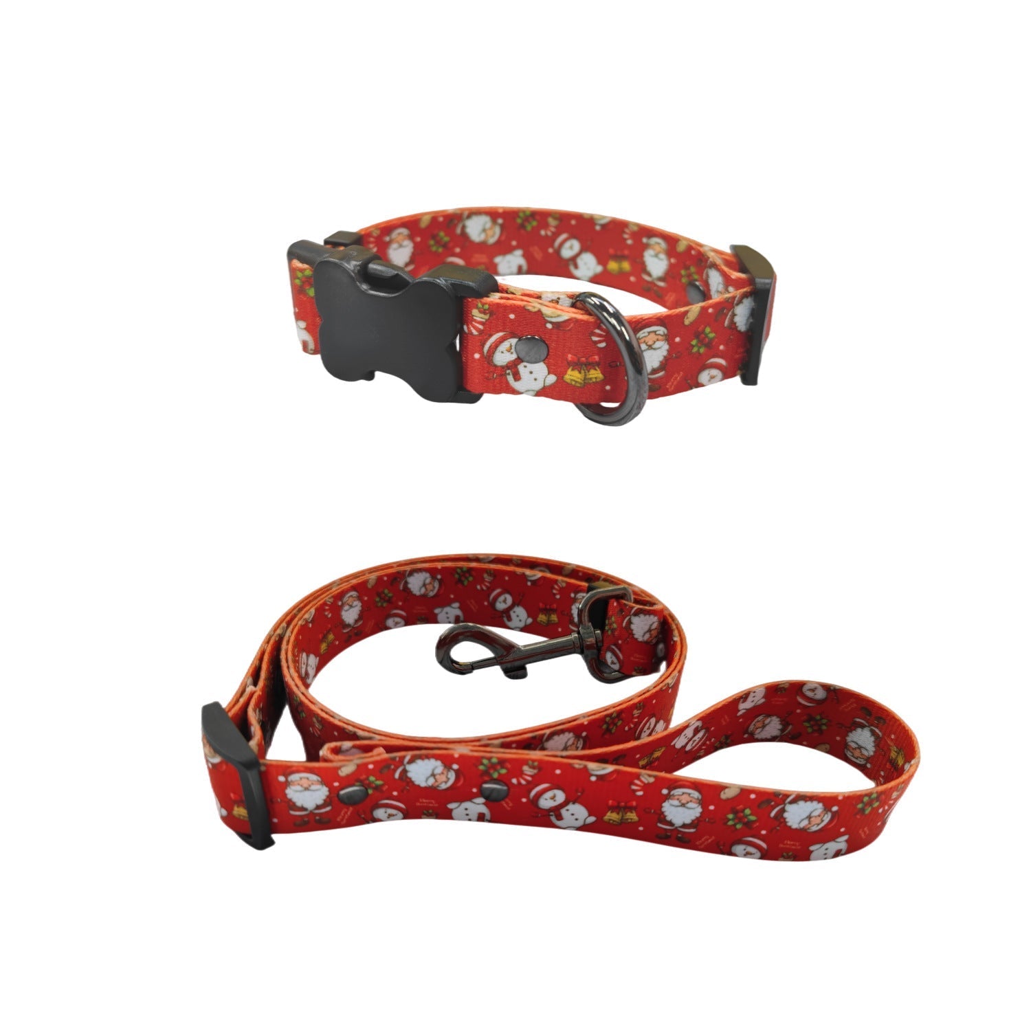 HKM-0447549 Christmas Themed Dog Leash and Harness Set in Red and Green