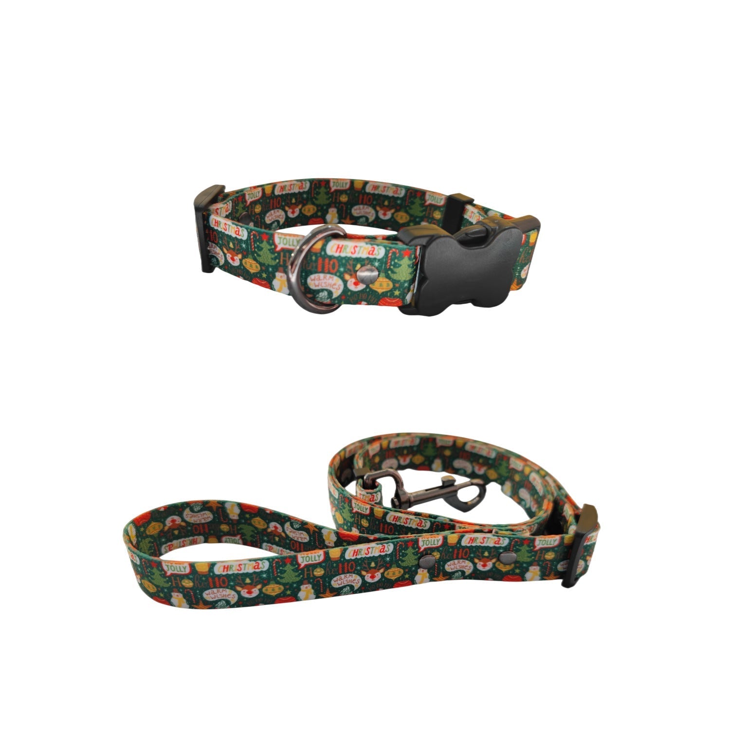 HKM-0447549 Christmas Themed Dog Leash and Harness Set in Red and Green