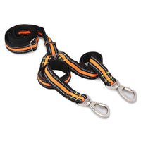 HKM-0448061 Adjustable Reflective Nylon Pet Double-Headed Leash for Two Dogs - Orange, Blue, Green