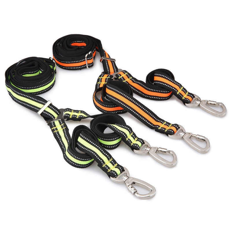 HKM-0448061 Adjustable Reflective Nylon Pet Double-Headed Leash for Two Dogs - Orange, Blue, Green
