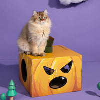 HKM-0448445 Halloween Pumpkin House Cat Scratcher - Corrugated Paper Cat Toy