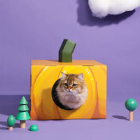 HKM-0448445 Halloween Pumpkin House Cat Scratcher - Corrugated Paper Cat Toy
