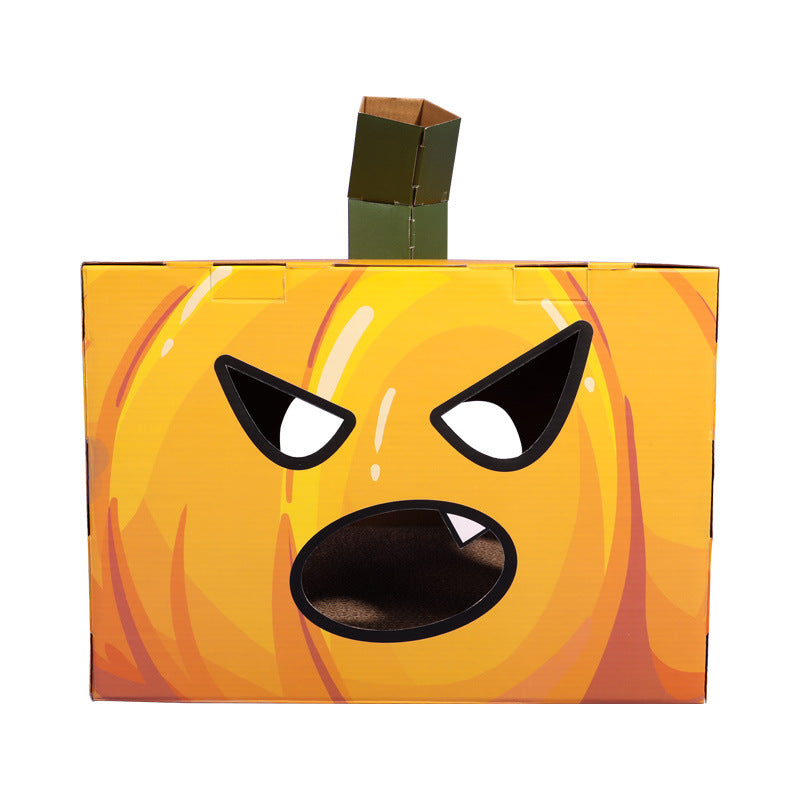 HKM-0448445 Halloween Pumpkin House Cat Scratcher - Corrugated Paper Cat Toy