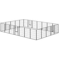 HKM-0449853 Indoor Outdoor Dog Playpen with 24 Panels and Lockable Door, Adjustable Pet Exercise Fence, Gray