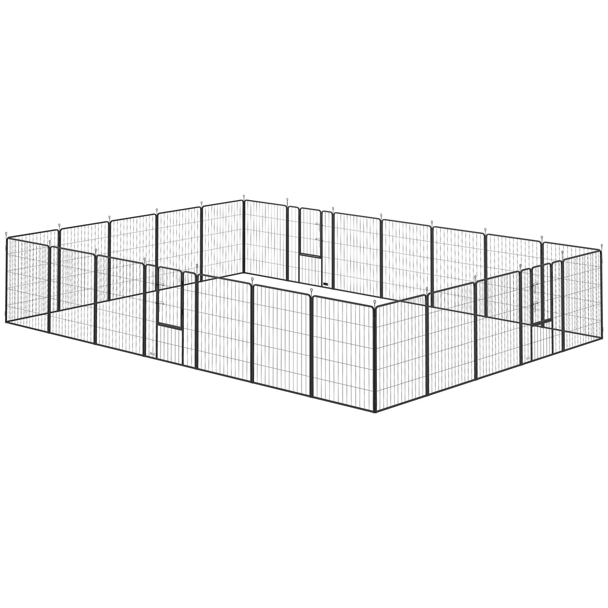 HKM-0449853 Indoor Outdoor Dog Playpen with 24 Panels and Lockable Door, Adjustable Pet Exercise Fence, Gray