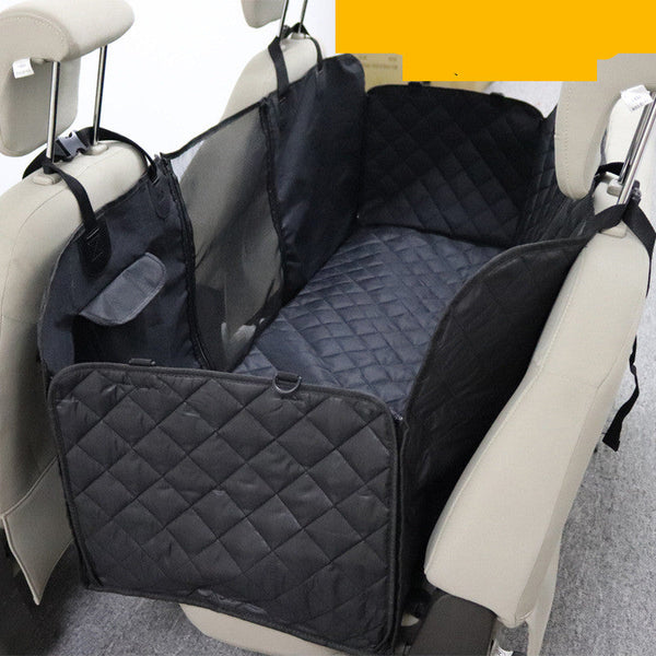 HKM-0450109 Luxury Two-Seater Dog Car Mat with Safety Design, Adjustable Straps, and Isolation Net for Large & Medium Dogs