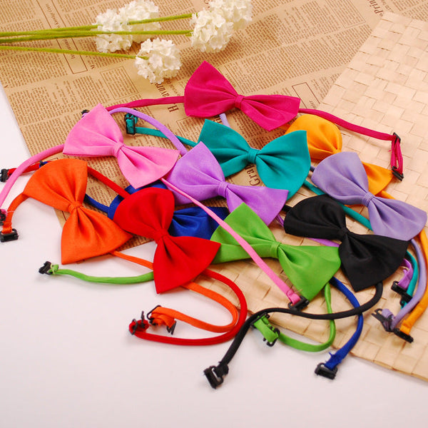 HKM-0450493 Solid Color Bow Pet Collar ¨C Adjustable Neck 34-44cm, Multiple Colors Available