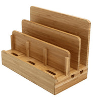 HKM-045139 Bamboo Weave Solid Wood Mobile Phone Stand - Artistic Decorative Holder for Home Use