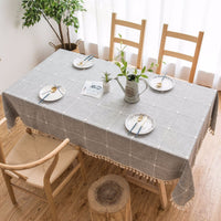 HKM-045139 Floral Jacquard Tablecloth - Large Square Cotton and Linen Blend, Modern Rectangle Design