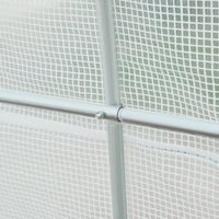 HKM-0451901 Large Walk-In Tunnel Greenhouse with 6 Roll-Up Windows and Door, Steel Frame, White, 15' x 7' x 7'