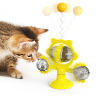 HKM-0452029 Cat Toy with Suction Cup and Leaking Ball - Fun Interactive Play in Lake Blue, Yellow, Green, and Pink
