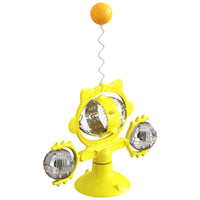 HKM-0452029 Cat Toy with Suction Cup and Leaking Ball - Fun Interactive Play in Lake Blue, Yellow, Green, and Pink