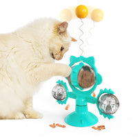 HKM-0452029 Cat Toy with Suction Cup and Leaking Ball - Fun Interactive Play in Lake Blue, Yellow, Green, and Pink