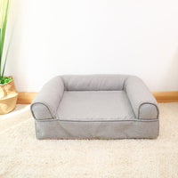 HKM-0452285 Removable and Washable Cat Sofa Nest in Gray - Linen Fabric Pet Bed for Cats Under 25kg