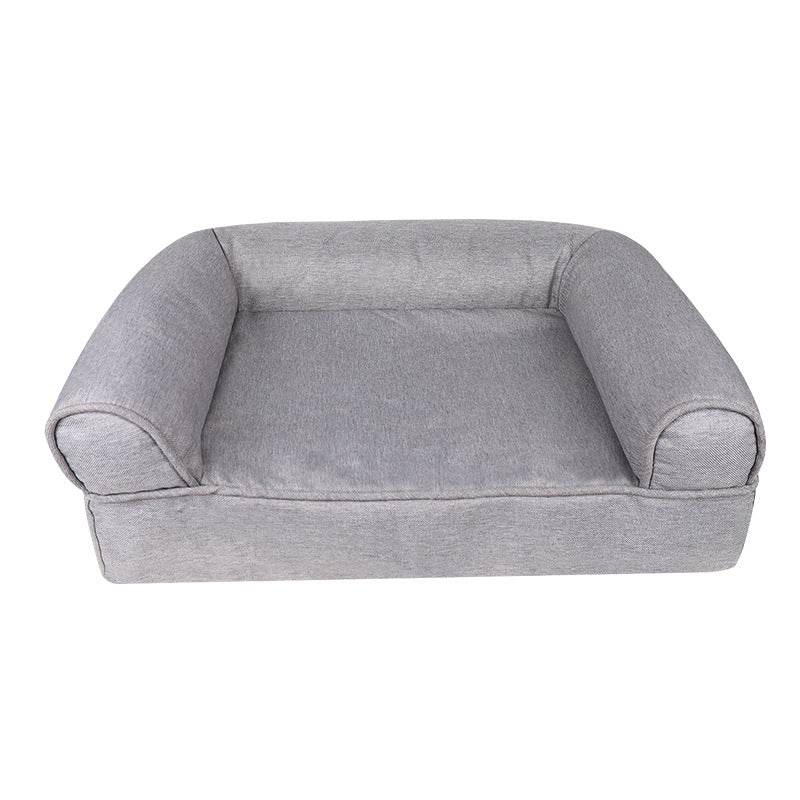 HKM-0452285 Removable and Washable Cat Sofa Nest in Gray - Linen Fabric Pet Bed for Cats Under 25kg