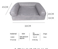 HKM-0452285 Removable and Washable Cat Sofa Nest in Gray - Linen Fabric Pet Bed for Cats Under 25kg