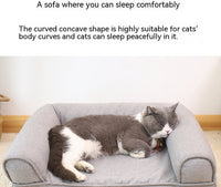 HKM-0452285 Removable and Washable Cat Sofa Nest in Gray - Linen Fabric Pet Bed for Cats Under 25kg