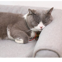 HKM-0452285 Removable and Washable Cat Sofa Nest in Gray - Linen Fabric Pet Bed for Cats Under 25kg