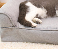 HKM-0452285 Removable and Washable Cat Sofa Nest in Gray - Linen Fabric Pet Bed for Cats Under 25kg