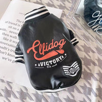 HKM-0452669 Cozy Red and Black Cotton-Padded PU Leather Jacket for Small Dogs