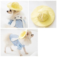 HKM-0453053 Cute All-Match Dog Hat for Small and Medium Breeds - Yellow and Blue, Polyester, 13.5cm Diameter