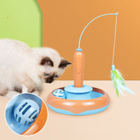 HKM-0454845 Interactive 2-in-1 Cat Toy with Feather Turntable for Self-Play and Engagement