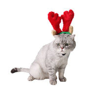 HKM-0456381 Christmas Velvet Headgear and Scarf Set for Pets ¨C Adjustable Size for Dogs and Cats in Red and Green