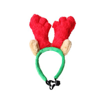 HKM-0456381 Christmas Velvet Headgear and Scarf Set for Pets ¨C Adjustable Size for Dogs and Cats in Red and Green