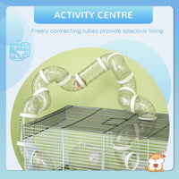 HKM-0457661 Small Animal Cage for Gerbil or Dwarf Hamster with Tubes, Wheel, Dish, and Water Bottle - 23" x 13" x 12" - Gray